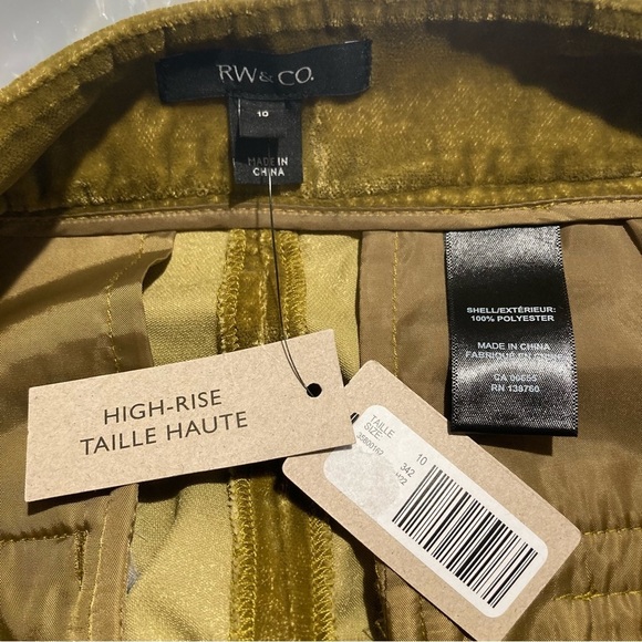 RW & CO Sz 10 Velour Pleated Front Pockets Straight Leg High Rise Trousers NEW - Picture 10 of 13